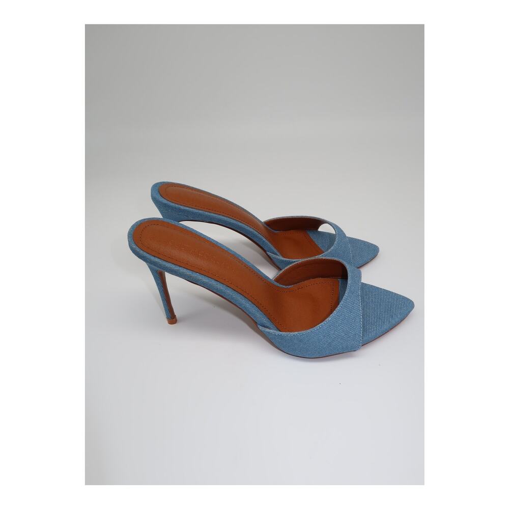 Cult of Coquette 120 Heeled Pointy Mules Blue Gia Denim Vegan Women's Size 7 - Picture 2 of 7